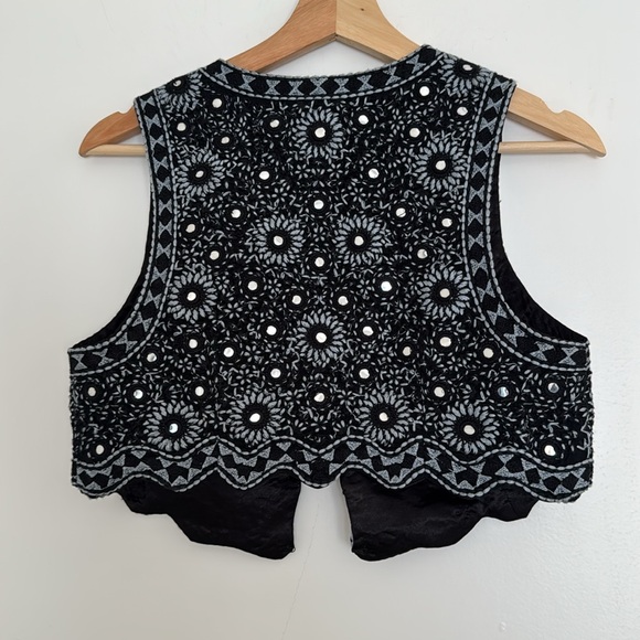 Free People Black and Gray Embroidered Vest - Picture 4 of 5